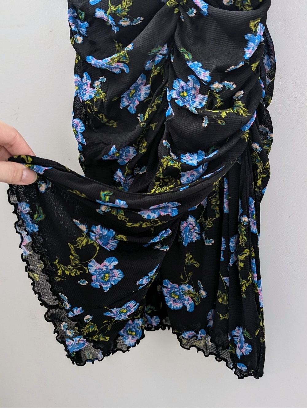 Diane Von Furstenberg Floral Ruched Mesh Midi Dress - Picture 10 of 16